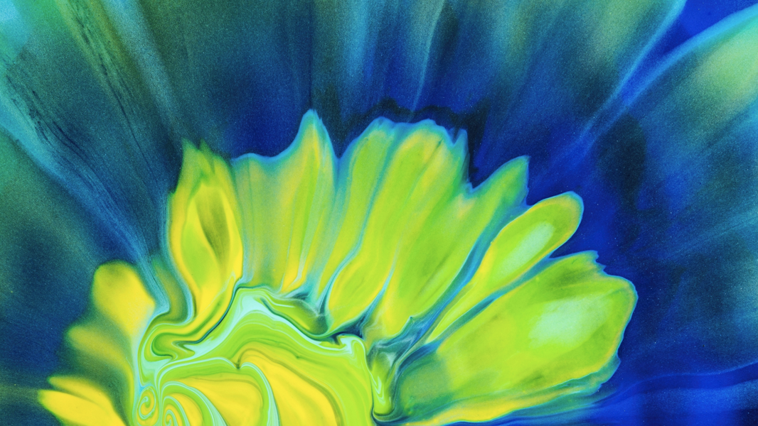 Abstract tie-dye pattern with vibrant blue green and yellow colors Tampoori